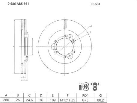 BOSCH 0 986 AB5 361 - Гальмівний диск avtolavka.club