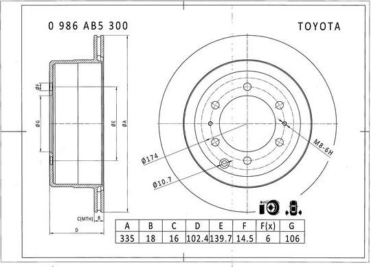 BOSCH 0 986 AB5 300 - Гальмівний диск avtolavka.club