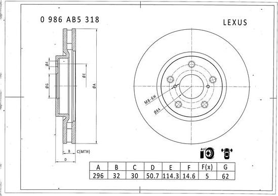 BOSCH 0 986 AB5 318 - Гальмівний диск avtolavka.club