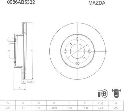 BOSCH 0 986 AB5 332 - Гальмівний диск avtolavka.club