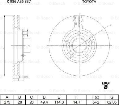 BOSCH 0 986 AB5 337 - Гальмівний диск avtolavka.club