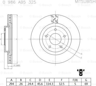 BOSCH 0 986 AB5 325 - Гальмівний диск avtolavka.club