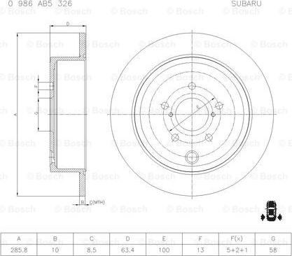 BOSCH 0 986 AB5 326 - Гальмівний диск avtolavka.club