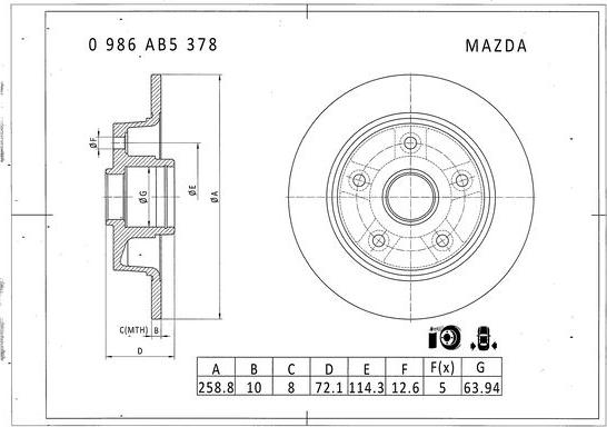 BOSCH 0 986 AB5 378 - Гальмівний диск avtolavka.club