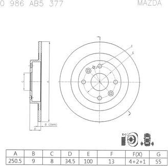 BOSCH 0 986 AB5 377 - Гальмівний диск avtolavka.club