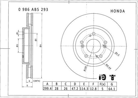 BOSCH 0 986 AB5 293 - Гальмівний диск avtolavka.club