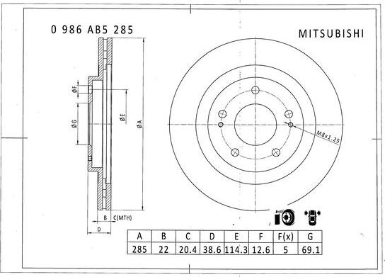 BOSCH 0 986 AB5 285 - Гальмівний диск avtolavka.club