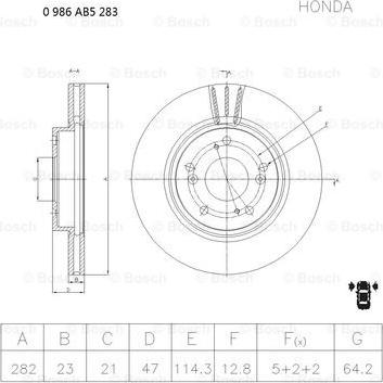 BOSCH 0 986 AB5 283 - Гальмівний диск avtolavka.club