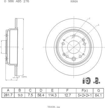 BOSCH 0 986 AB5 276 - Гальмівний диск avtolavka.club