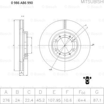 BOSCH 0 986 AB6 990 - Гальмівний диск avtolavka.club