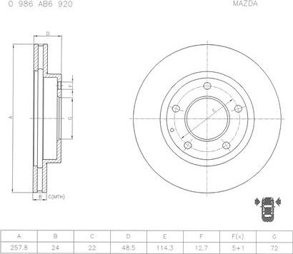 BOSCH 0 986 AB6 920 - Гальмівний диск avtolavka.club