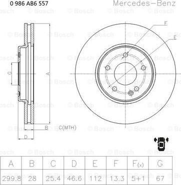 BOSCH 0 986 AB6 557 - Гальмівний диск avtolavka.club