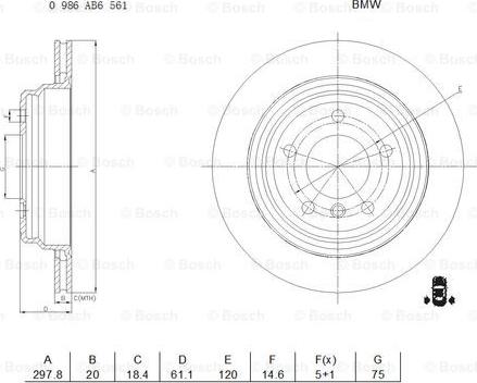 BOSCH 0 986 AB6 561 - Гальмівний диск avtolavka.club