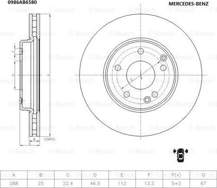 BOSCH 0 986 AB6 580 - Гальмівний диск avtolavka.club