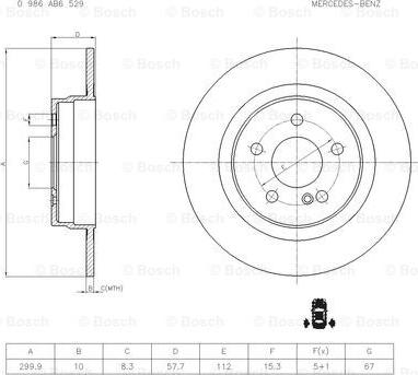 BOSCH 0 986 AB6 529 - Гальмівний диск avtolavka.club