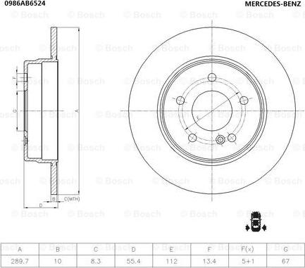 BOSCH 0 986 AB6 524 - Гальмівний диск avtolavka.club