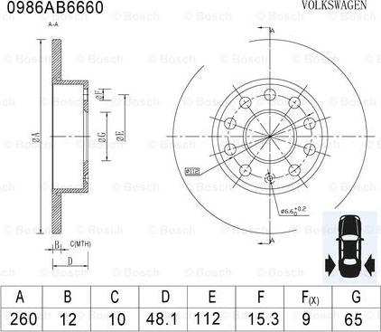 BOSCH 0 986 AB6 660 - Гальмівний диск avtolavka.club