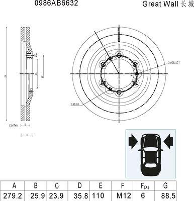 BOSCH 0 986 AB6 632 - Гальмівний диск avtolavka.club