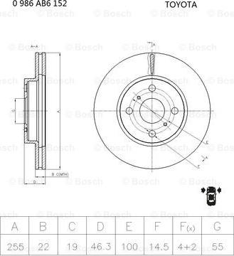 BOSCH 0 986 AB6 152 - Гальмівний диск avtolavka.club