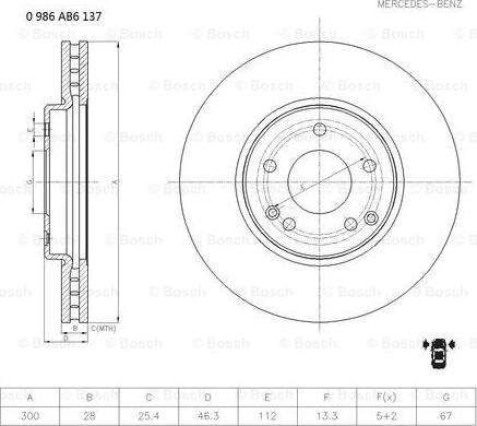 BOSCH 0 986 AB6 137 - Гальмівний диск avtolavka.club