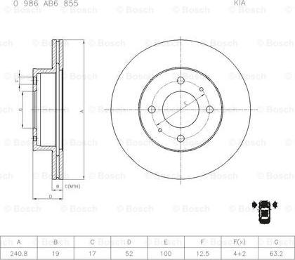 BOSCH 0 986 AB6 855 - Гальмівний диск avtolavka.club