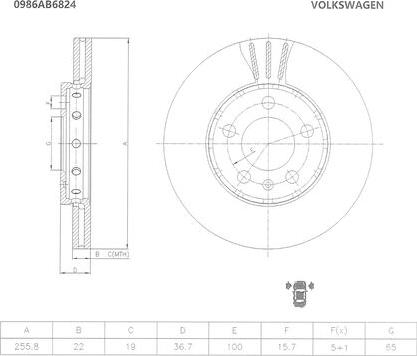 BOSCH 0 986 AB6 824 - Гальмівний диск avtolavka.club