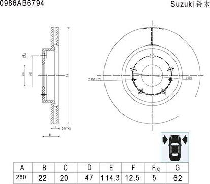 BOSCH 0 986 AB6 794 - Гальмівний диск avtolavka.club