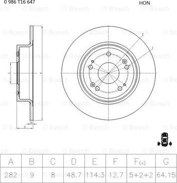 BOSCH 0 986 T16 647 - Гальмівний диск avtolavka.club