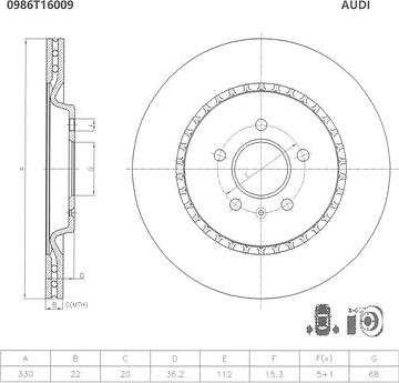 BOSCH 0 986 T16 009 - Гальмівний диск avtolavka.club