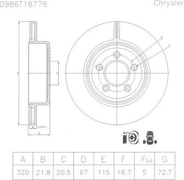 BOSCH 0 986 T16 776 - Гальмівний диск avtolavka.club