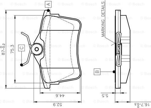 BOSCH 0 986 TB3 091 - Гальмівні колодки, дискові гальма avtolavka.club