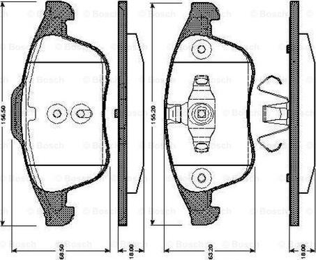 BOSCH 0 986 TB3 064 - Гальмівні колодки, дискові гальма avtolavka.club