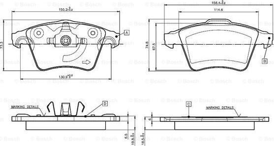 BOSCH 0 986 TB3 061 - Гальмівні колодки, дискові гальма avtolavka.club