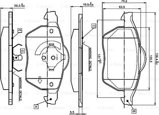 BOSCH 0 986 TB3 068 - Гальмівні колодки, дискові гальма avtolavka.club