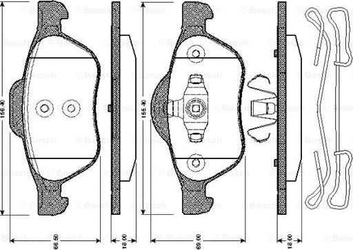 BOSCH 0 986 TB3 067 - Гальмівні колодки, дискові гальма avtolavka.club