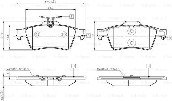 BOSCH 0 986 TB3 028 - Гальмівні колодки, дискові гальма avtolavka.club