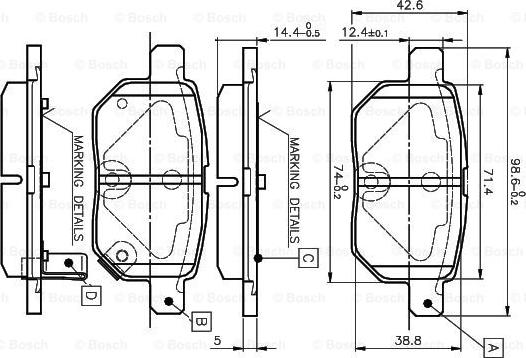 BOSCH 0 986 TB3 071 - Гальмівні колодки, дискові гальма avtolavka.club