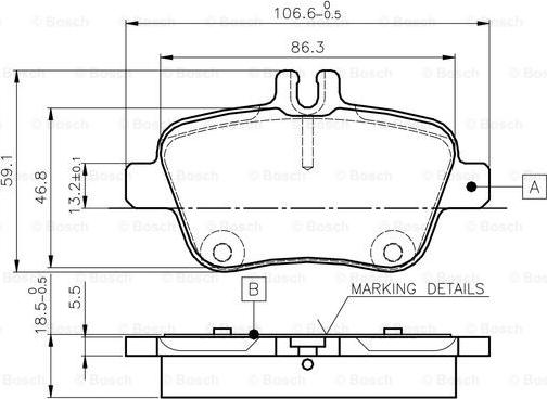 BOSCH 0 986 TB3 145 - Гальмівні колодки, дискові гальма avtolavka.club