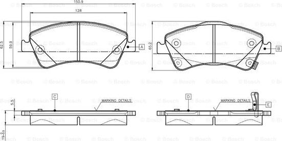 BOSCH 0 986 TB3 146 - Гальмівні колодки, дискові гальма avtolavka.club