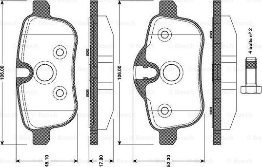 BOSCH 0 986 TB3 100 - Гальмівні колодки, дискові гальма avtolavka.club