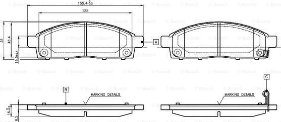 BOSCH 0 986 TB3 115 - Гальмівні колодки, дискові гальма avtolavka.club