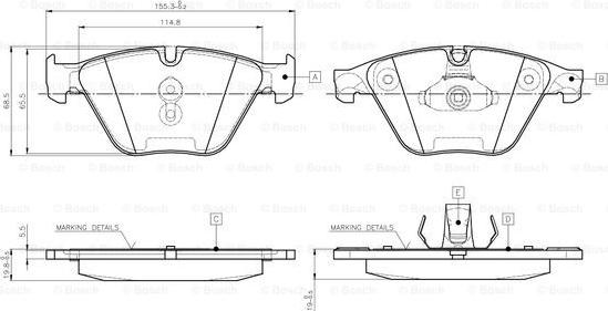 BOSCH 0 986 TB3 134 - Гальмівні колодки, дискові гальма avtolavka.club