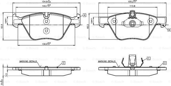 BOSCH 0 986 TB3 136 - Гальмівні колодки, дискові гальма avtolavka.club