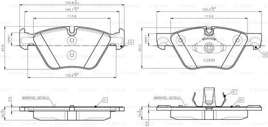 BOSCH 0 986 TB3 138 - Гальмівні колодки, дискові гальма avtolavka.club