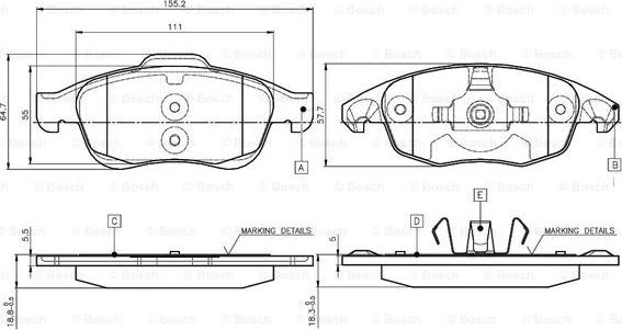 BOSCH 0 986 TB2 949 - Гальмівні колодки, дискові гальма avtolavka.club