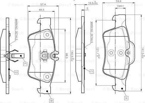 BOSCH 0 986 TB2 451 - Гальмівні колодки, дискові гальма avtolavka.club