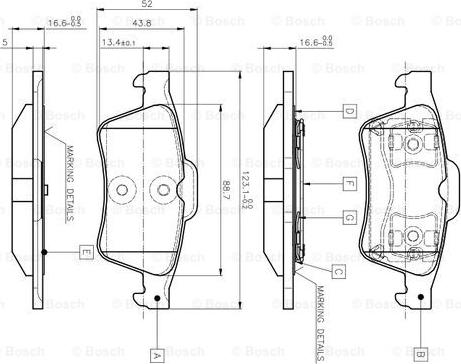 BOSCH 0 986 TB2 410 - Гальмівні колодки, дискові гальма avtolavka.club