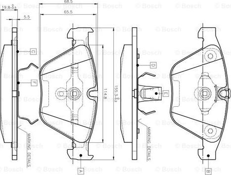 BOSCH 0 986 TB2 413 - Гальмівні колодки, дискові гальма avtolavka.club