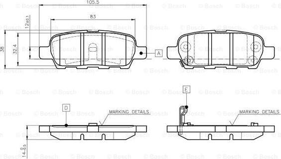 BOSCH 0 986 TB2 417 - Гальмівні колодки, дискові гальма avtolavka.club