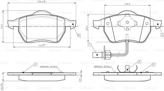 BOSCH 0 986 TB2 673 - Гальмівні колодки, дискові гальма avtolavka.club